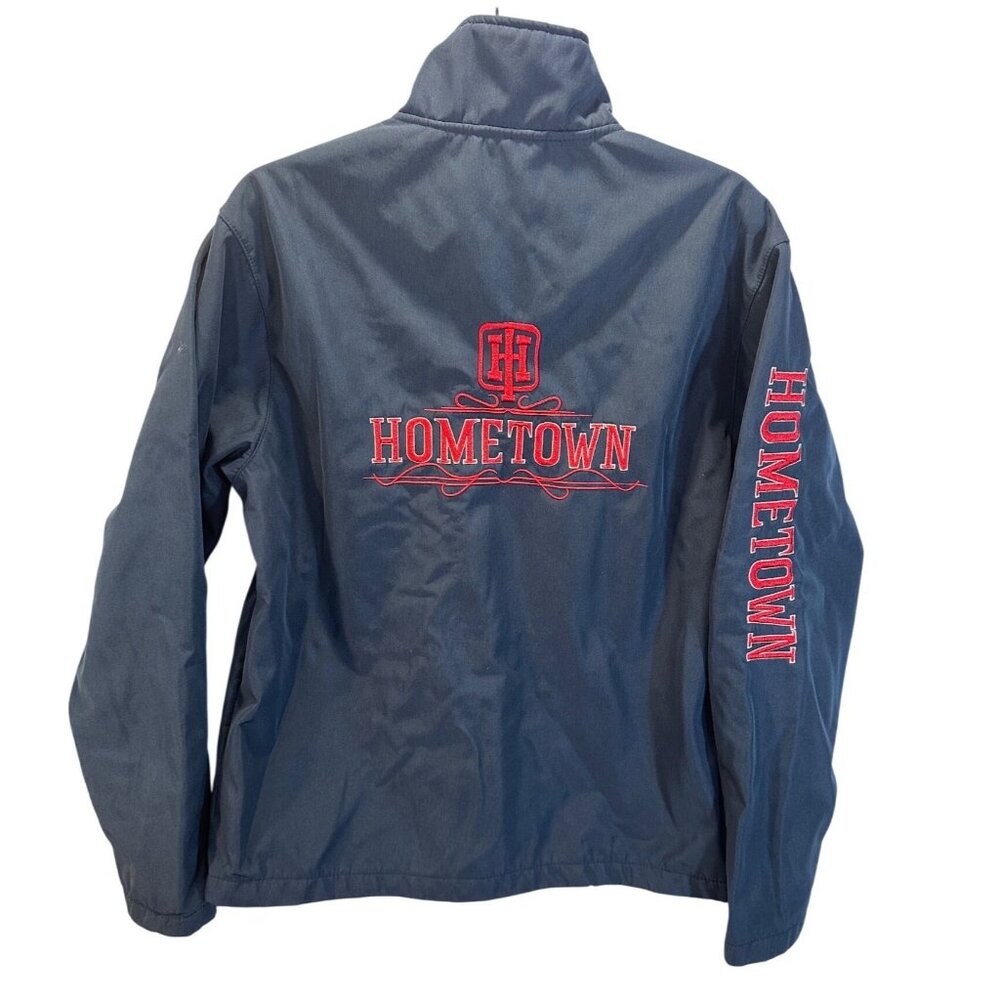 Hometown Waterproof Navy Blue Full-Zip Jacket XL Embroidered Logo Coat